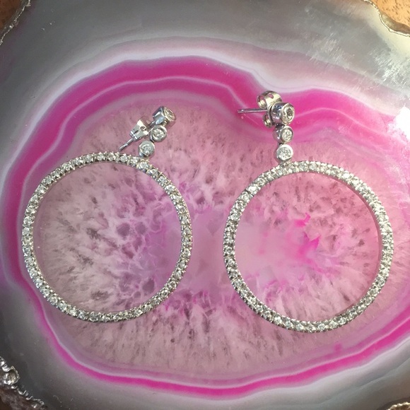 EUC Sterling silver and crystal hoop earrings - Picture 1 of 2